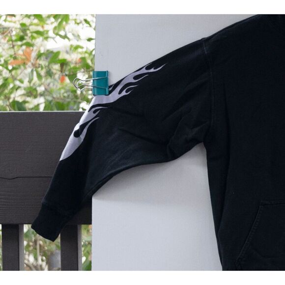 Vintage John Galt Sweatshirt‎ Flame Hoodie Pullover Black Size M - Picture 5 of 8